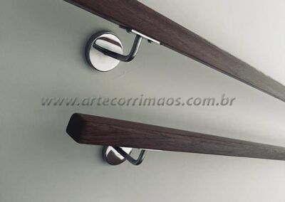 Corrimão de Parede Madeira Suporte Inox Sucupira Acessibilidade (19)